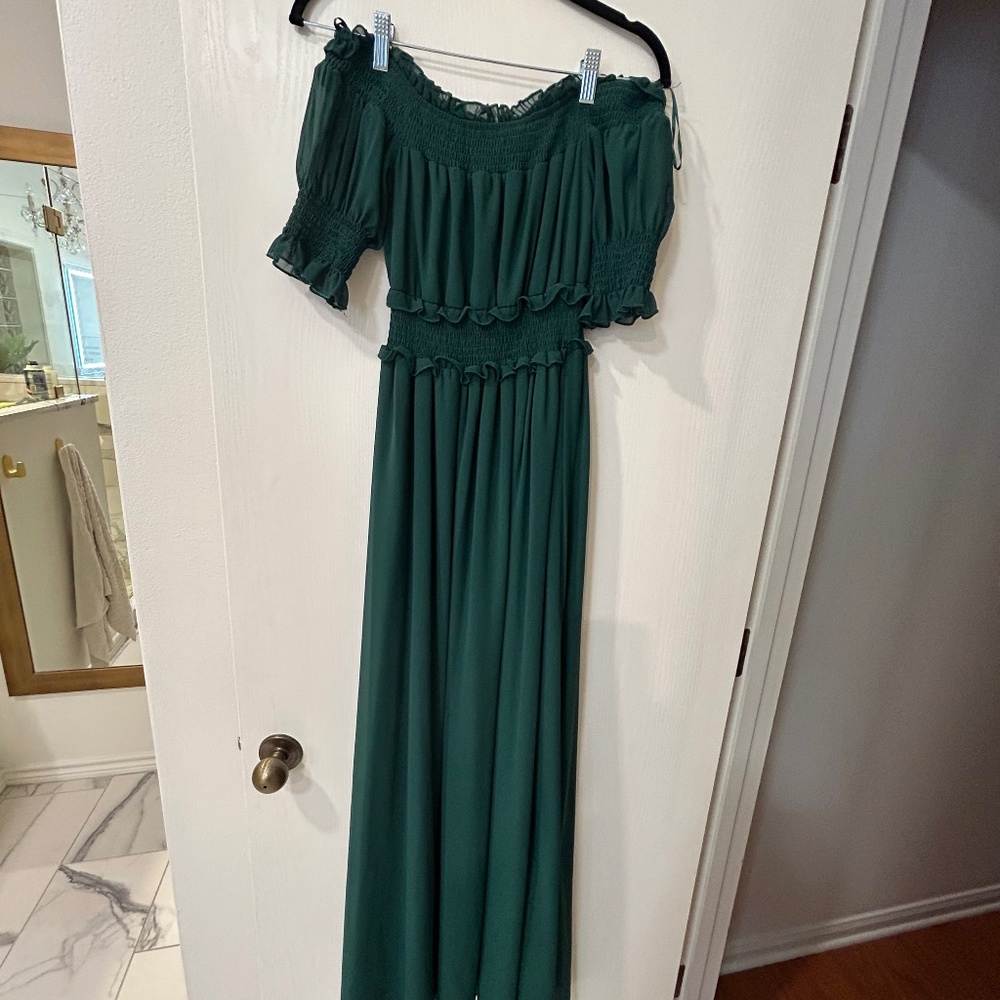 Baltic Born off-the-shoulder "Harper" maxi dress dark green XS